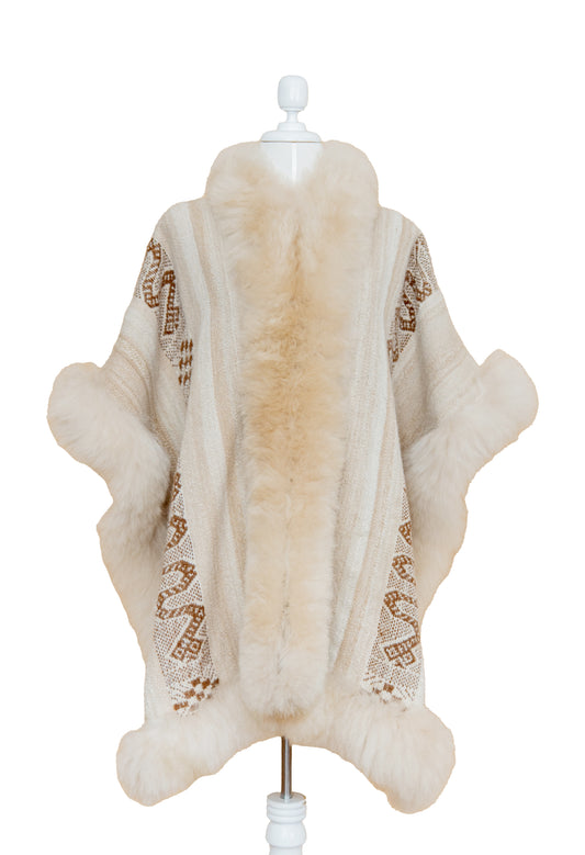 Cream Adult Alpaca Cape | Earth Offering | Cape 836A