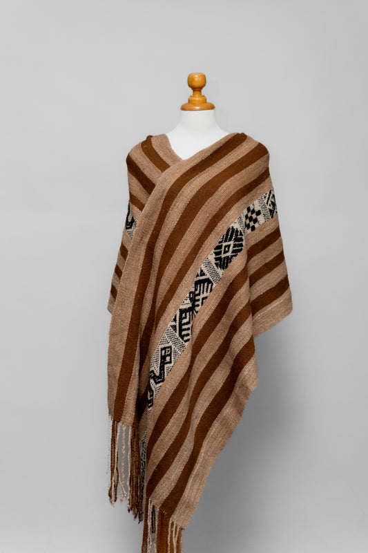 Rust x Tan Alpaca Fringe Wrap | Sacred Earth | Wrap 019
