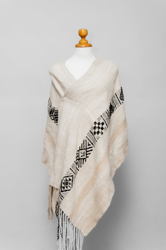 Cream Alpaca Fringe Wrap | Heaven's Blessing | Wrap 023